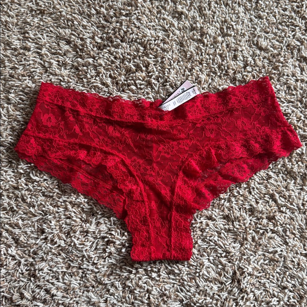 ❤Victoria's Secret Lace & Mesh Cheeky Panty❤ Red NWT Large L